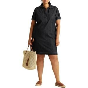 Lauren Ralph Lauren Denim Shirt Dress Shift Short Sleeves Size 2X Pockets